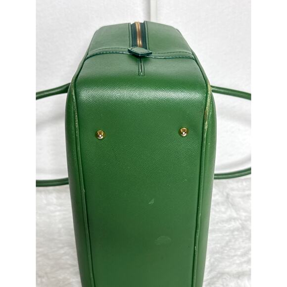 Vintage Retro Foxey Green leather bag 2 top handles zip around closure - Picture 7 of 13